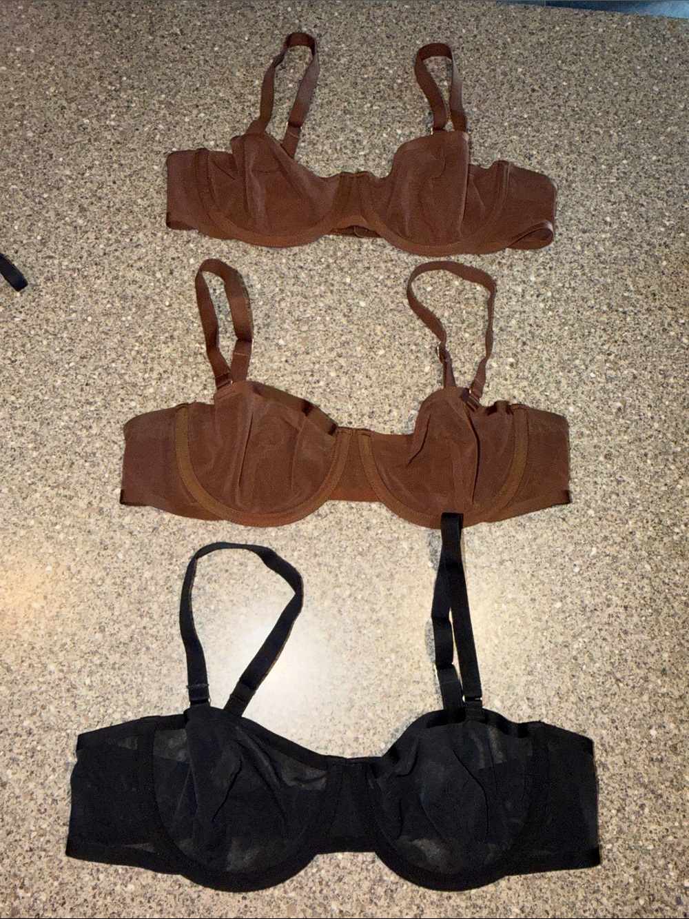 CUUP Underwire Balconette Bra Trio in Brown and Black